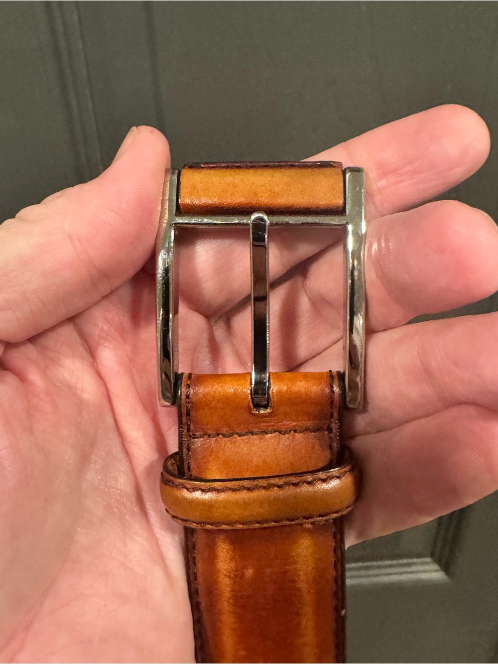 Magnanni 1510 Men’s Cognac Leather Dress Belt Size 44 Made in Spain
